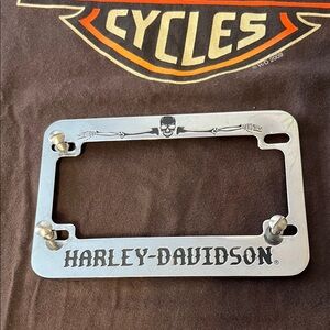Harley-Davidson® Motorcycle Top Metal Skull License Plate Frame for Bike